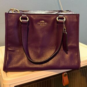 Coach Leather Violet Eggplant Purple TwoWay Crossbody Satchel 33537 EUC No Strap
